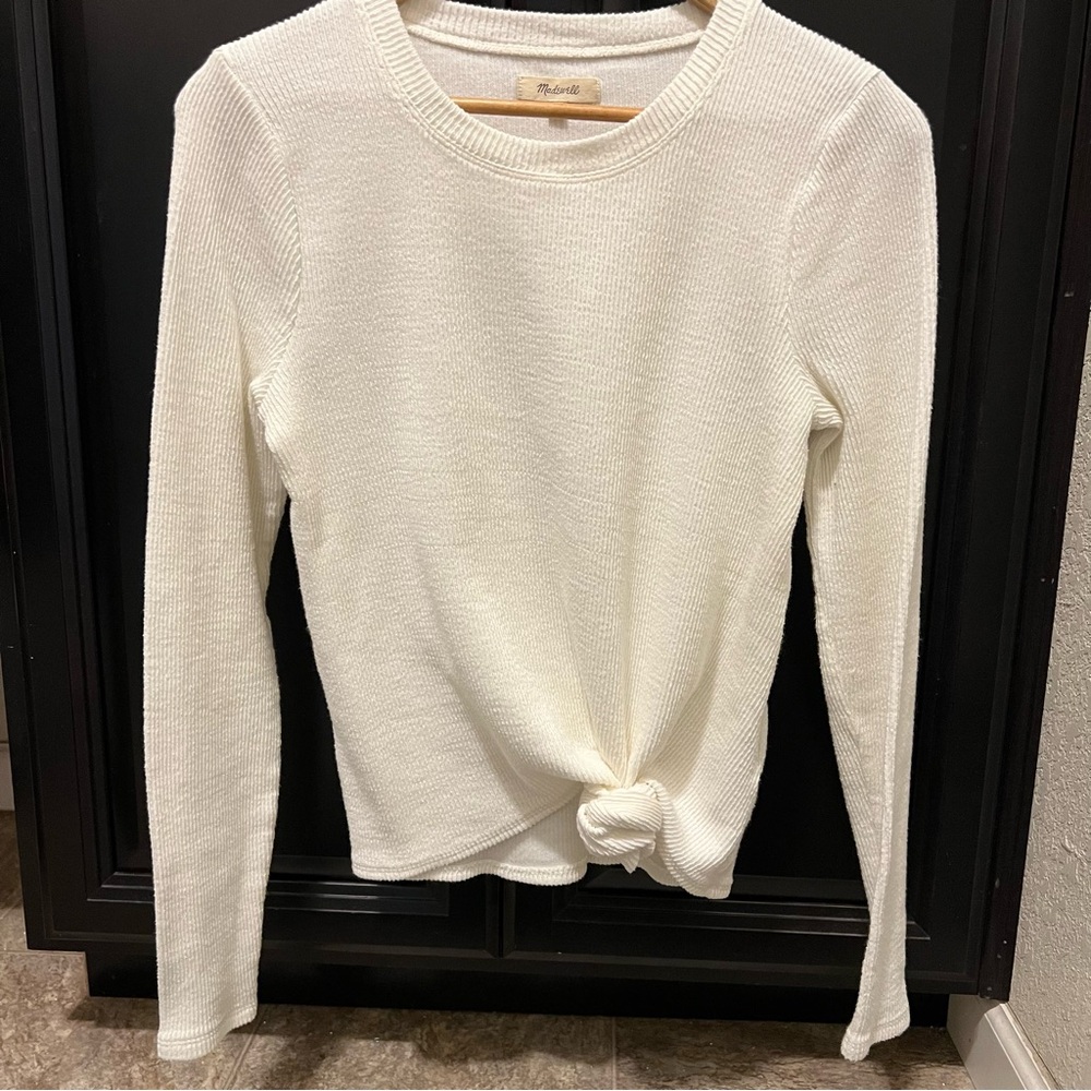 Madewell Ivory Long Sleeve Top with Front Twist